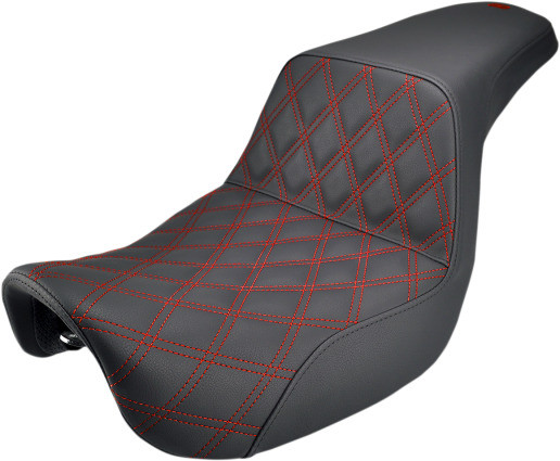 Saddlemen - Step Up Diamond Red Stitch Seat - fits '06-'17 Dynas