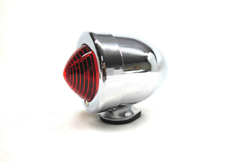 V-Twin Bullet Tail Light Marker Light - Chrome with Red Lens