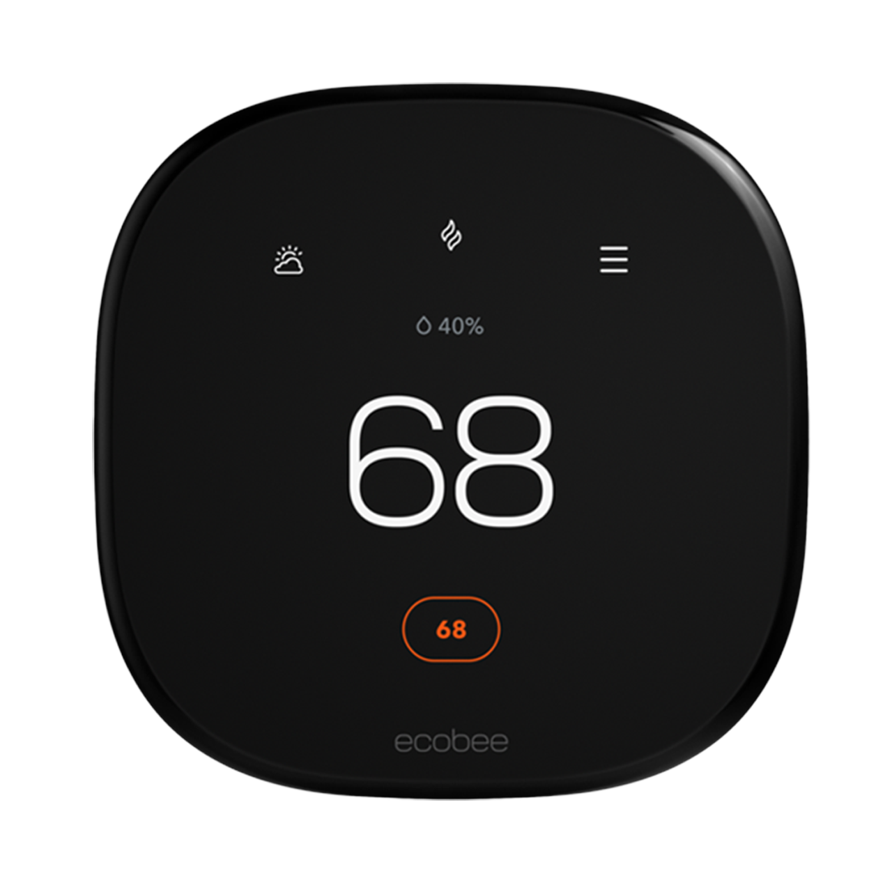 ecobee Smart Thermostat Enhanced set to 68° heat