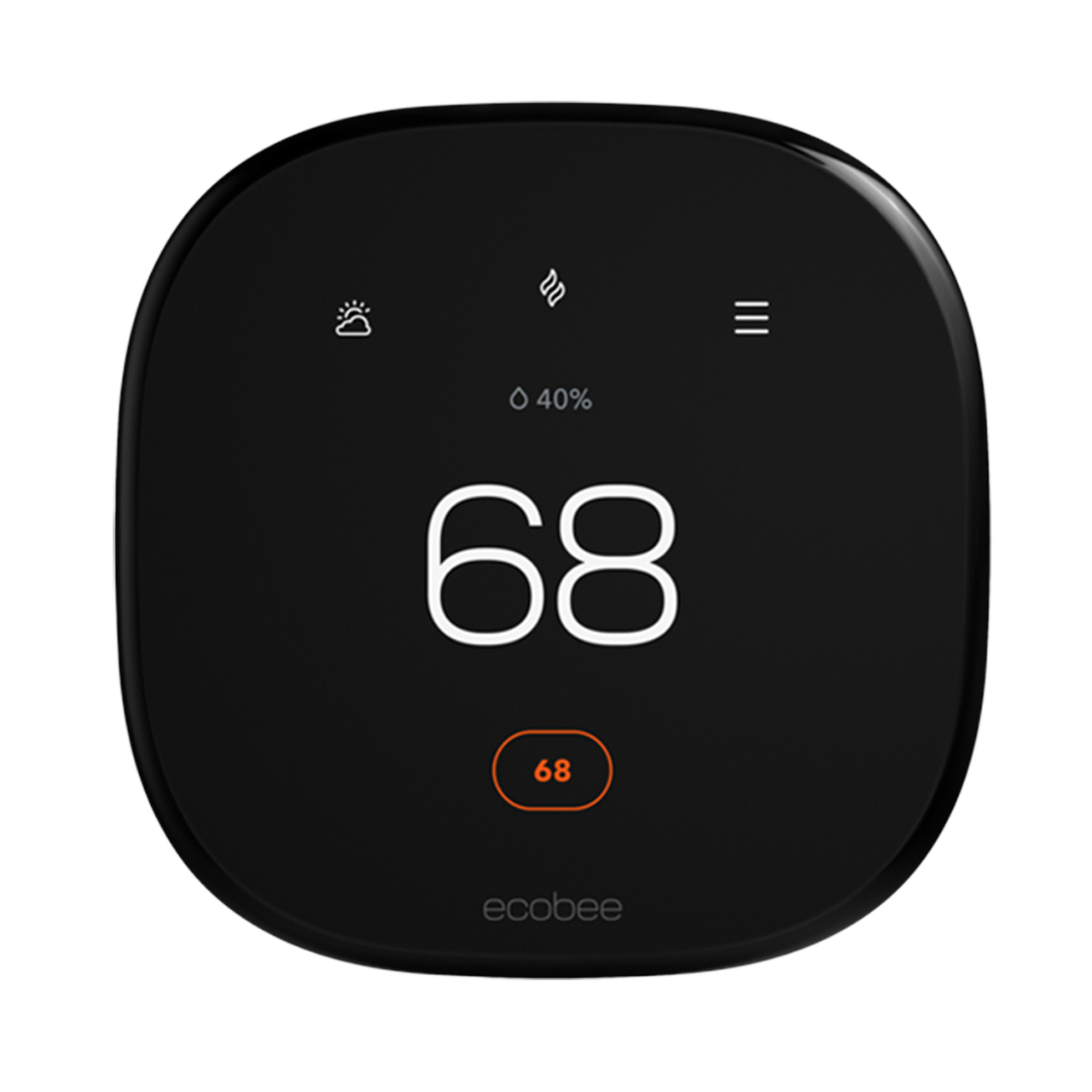 ecobee Smart Thermostat Enhanced set to 68° heat