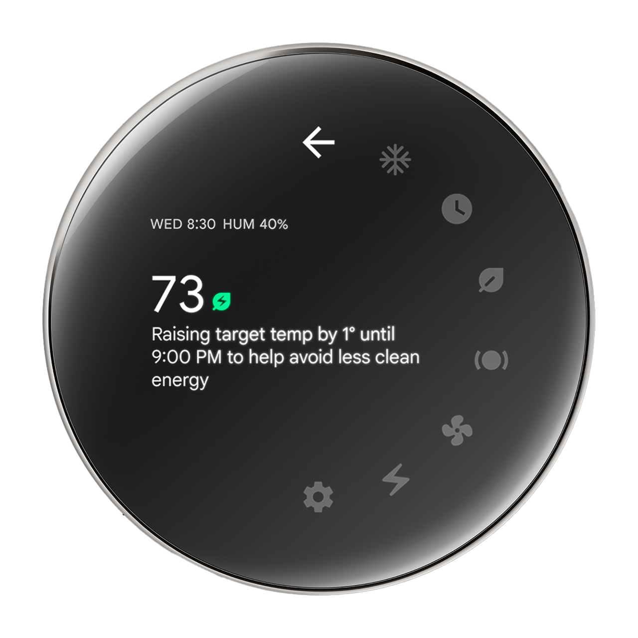 nest learning thermostat with 73 degree temp displayed