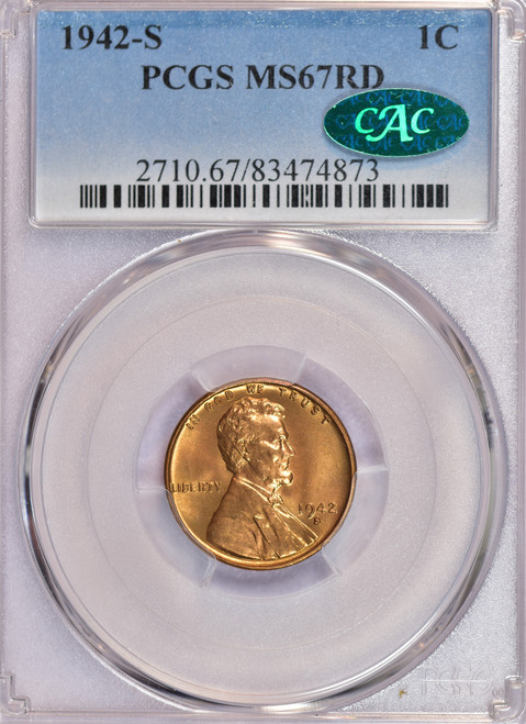1942-S Lincoln MS67RD CAC 4873