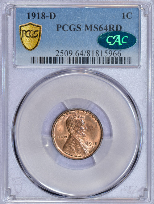 1918-D Lincoln MS64RD CAC