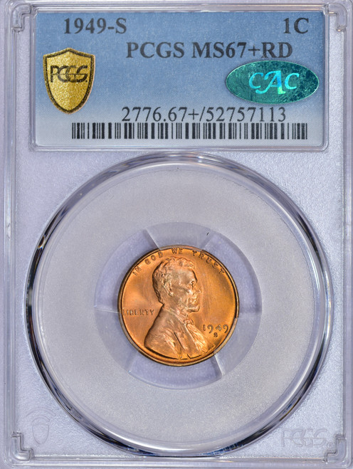 1949-S Lincoln MS67+RD CAC