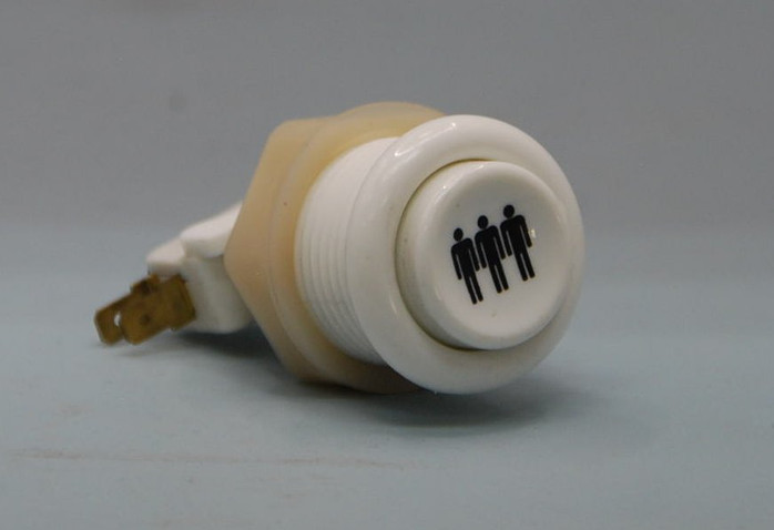 White 3-Player Pushbutton w/ .187 horizontal microswitch