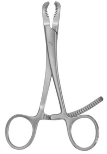 Product Vet Spectrum Bone Holding Forcep, 5.5" (14cm), Curved Jaws, Thin Serrated Clamshell Tips, Ratchet | SAH.741100 Image
