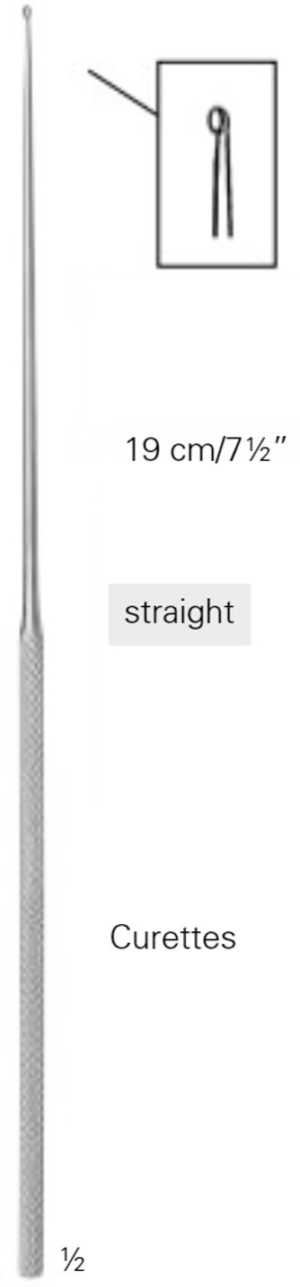 Product Vet Spectrum Rhoton Curette, 7.5" (19cm), Straight, 1x2mm Oval | SAH.780009 Image