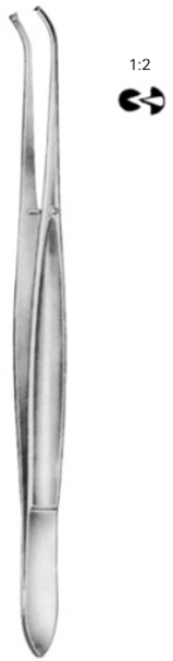 Product Vet Spectrum Cushing Tissue Forcep, 7in (17.5cm), Curved, 1x2 Teeth | SAH.700207 Image