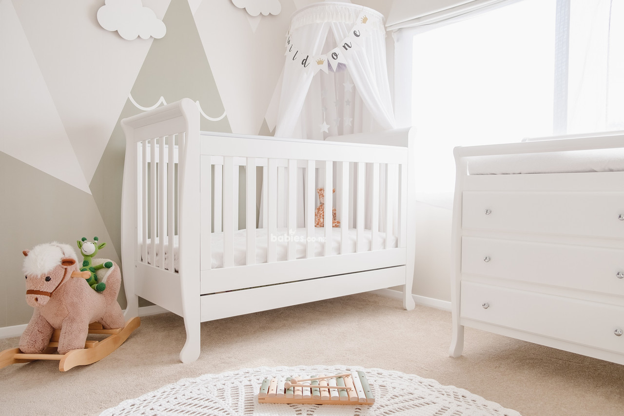 Sleigh Cot Baby Cots Online Super Nanny Chelsea Sleigh Cot Nursery