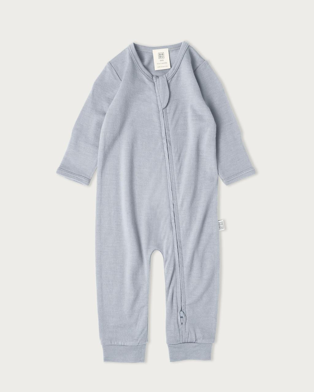 Babu Merino All In One Footless Onesie Periwinkle/Lavender