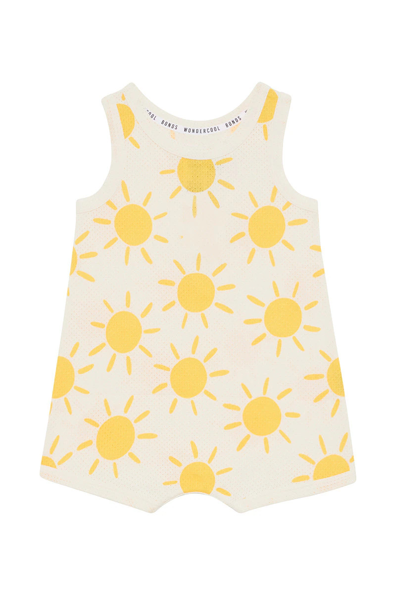 Bonds Wondercool Eyelet Hot Days Suit Sun-Burst Yellow Babies