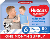 Huggies Ultra Dry Size 6 Boy - 90 Nappies
