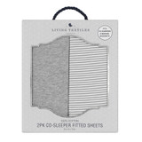 Living Textiles Jersey Cradle/Co-Sleeper Fitted Sheets - Grey Stripe/Melange (2pk)