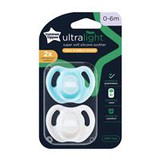 Tommee Tippee Ultra Light Silicone Soother 0-6m 2Pk (Assorted Colours)