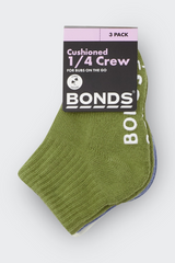 Baby Logo Cushioned Solid Colours Quarter Crew 3 Pack