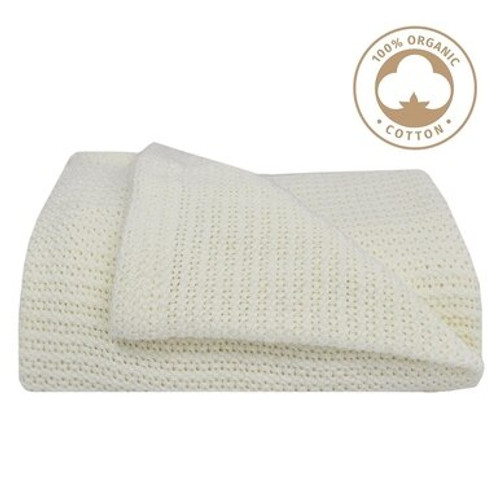 Living Textiles Organic Cot Cellular Blanket - Natural White