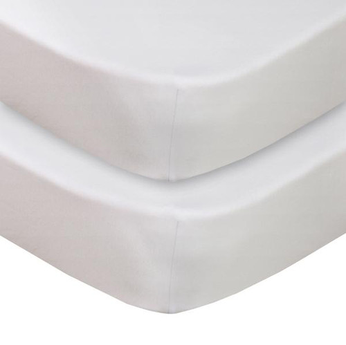 Living Textiles Jersey Cot 2pk Fitted Sheet - White