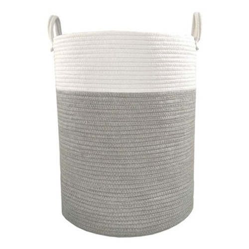 Living Textiles 100% Cotton Rope Hamper - Grey/White