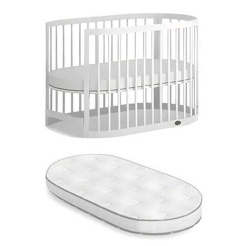 Boori Eden Oval Cot and Mattress - White