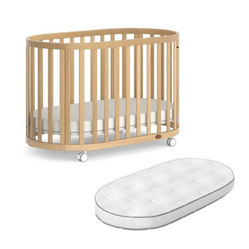 Boori Eden Oval Cot and Mattress - Beech