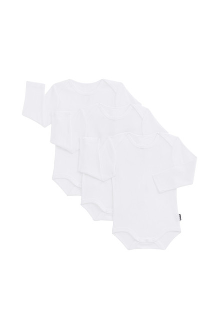 Bonds Essentials Rib Longsleeve Bodysuit 3 Pack - White