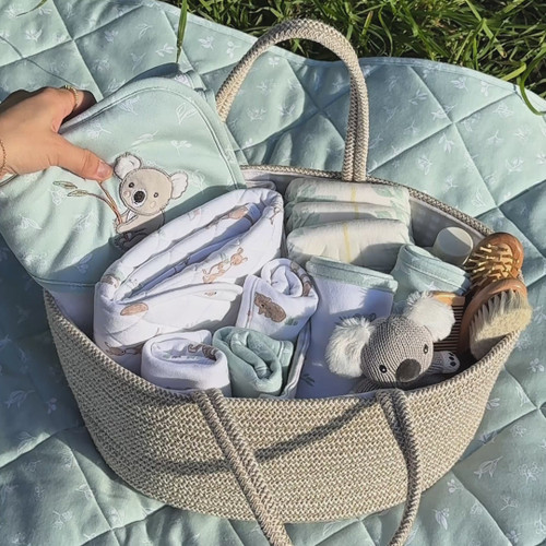 Living Textiles 100% Cotton Rope Nappy Caddy - Natural