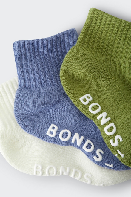 Baby Logo Cushioned Solid Colours Quarter Crew 3 Pack