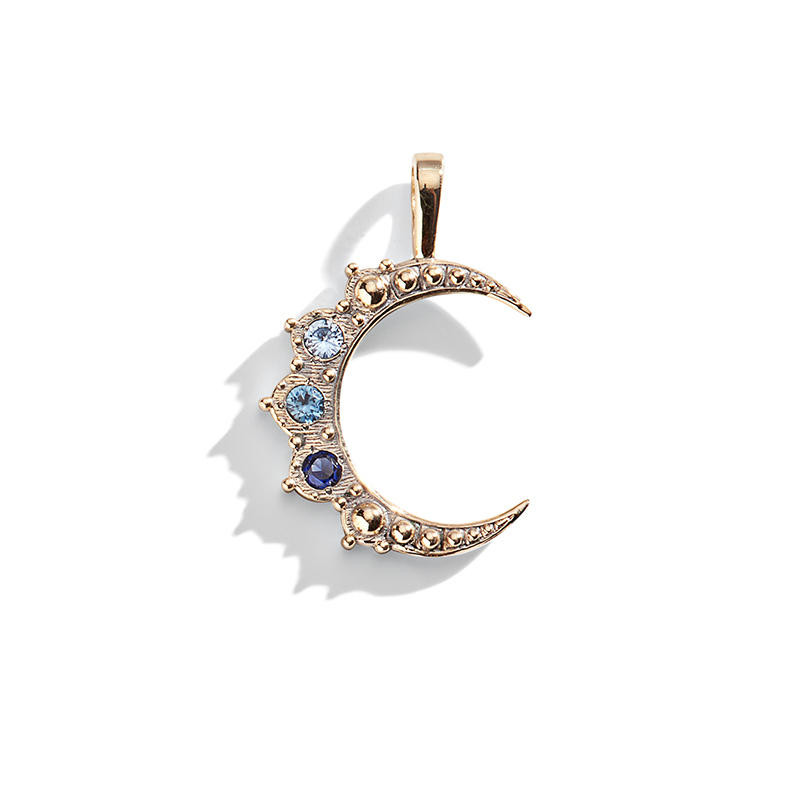 Gold Curio Crescent Moon Charm Crescent Moon Charm with Birthstones
