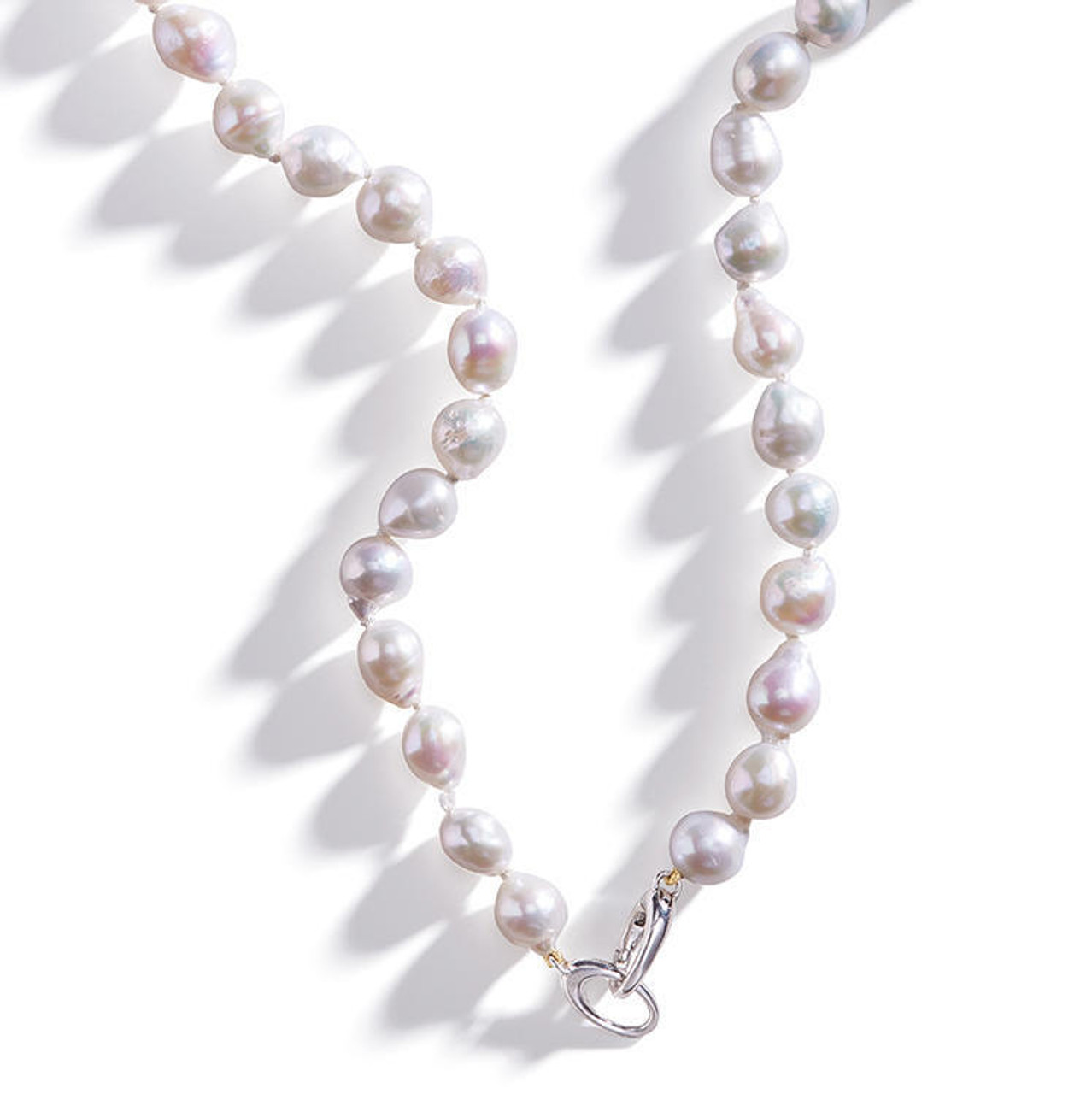 Freshwater Pearl Necklace with Sterling Silver and Diamond Clasp, Jewel In  the Sea