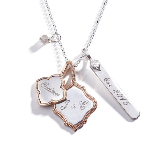 Tiny four sided engraved silver - personalization available