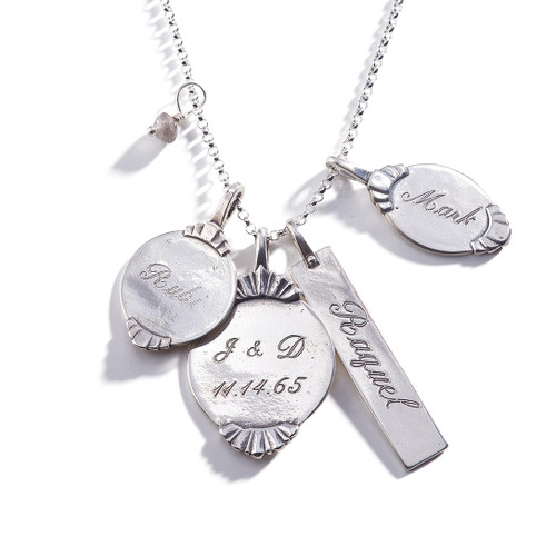 Caledonian Family Name Necklace | Vintage Engraved Charms