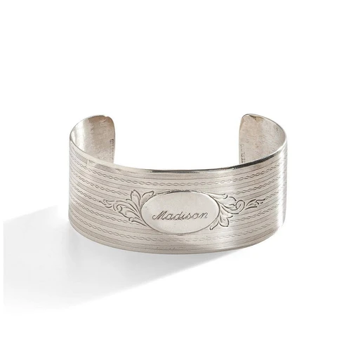 three sisters jewelry design Cornelia Vintage Engraved Wide Cuff