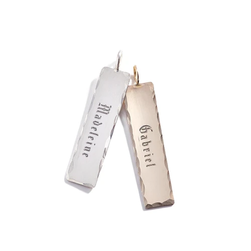 Three Sisters Jewelry Design Urban Hand-Cut Personalized Rectangle Charm 