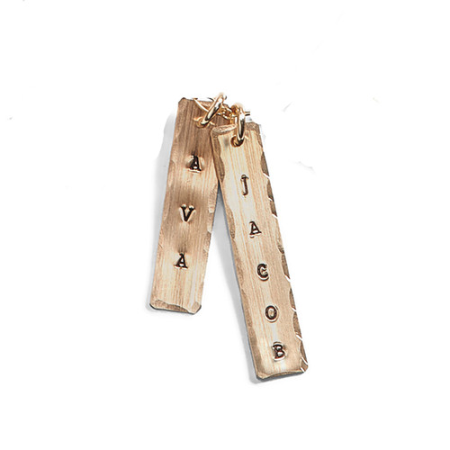 Wide Personalized Rectangle Charm in Yellow Gold-Filled with Vertical Font Orientation. Wide Personalized Rectangle Charm in Yellow Gold-Filled with Vertical Font Orientation.