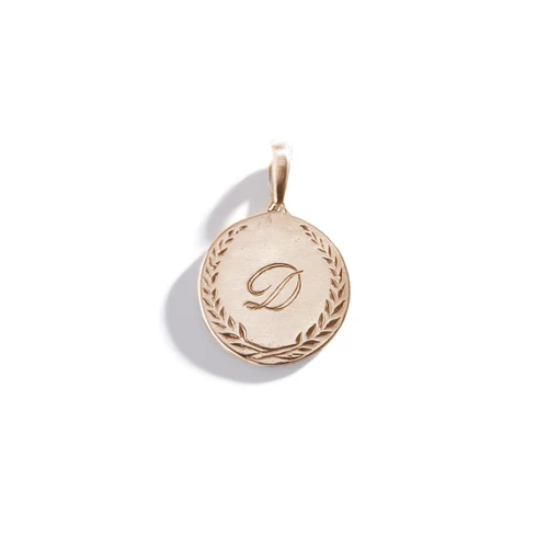 Three Sisters Jewelry Design Gold Lula - Laurel Leaf Vintage Initial Charm 