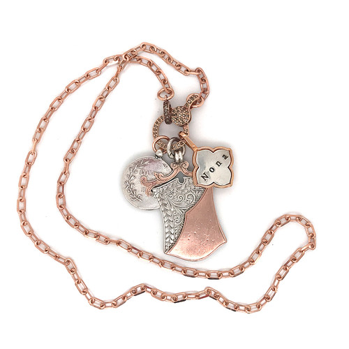 Valente Rose Gold Diamond Clasp Chain with Vintage Charms Valente Rose Gold Diamond Clasp Chain with Vintage Charms