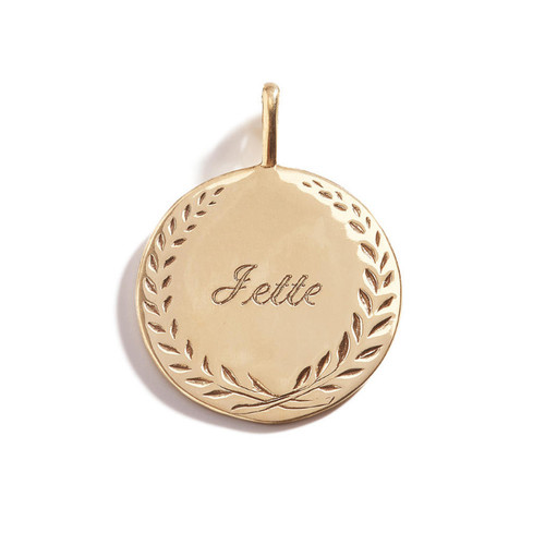 Three Sisters Jewelry Design Gold Laurel Leaf Token Personalized Charm 
