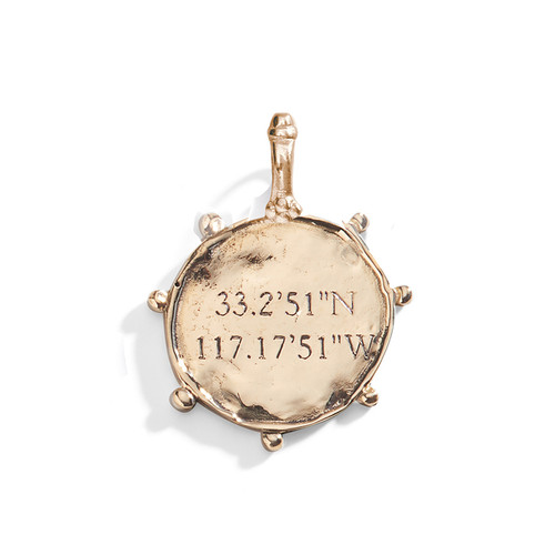 Gold Personalized Doubloon Coin Charm with Coordinates