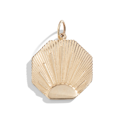 Engine Turned Sun Charm Gold