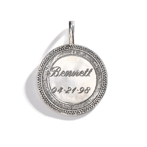 Silver Personalized Vintage Token Charm