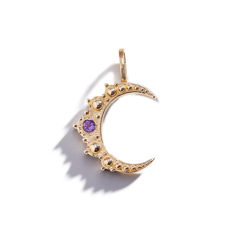 three sisters jewelry design Gold New Moon Birthstone Charm 