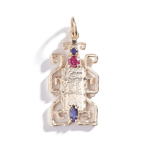 Three Sisters Jewelry Design Gold Jeweled Temple Personalized Charm 