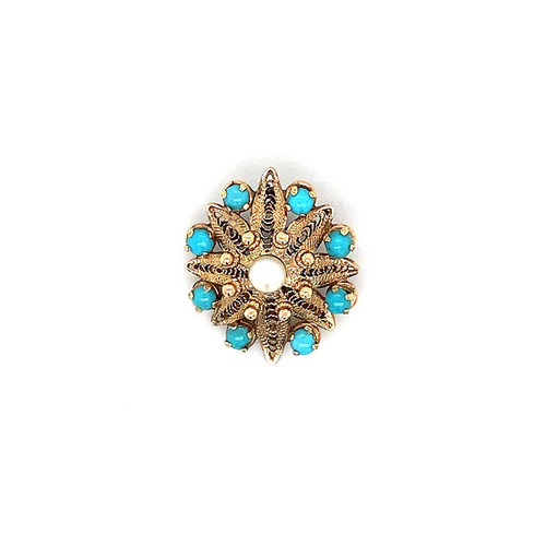 three sisters jewelry design Shangri La Filigree Turquoise Vintage Pendant