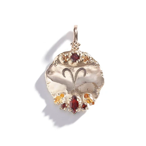 Three Sisters Jewelry Design Gold Alchemy Personalized Medallion - Fire 