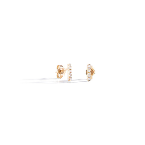 three sisters jewelry design Yellow Gold Diamond Bar Stud Earrings 