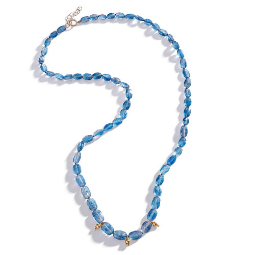 three sisters jewelry design Kyanite Mirage Stone Strand with 18K Gold Accents 