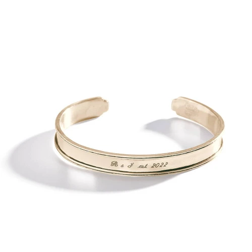Vintage gold engraved personalized cuff bracelet