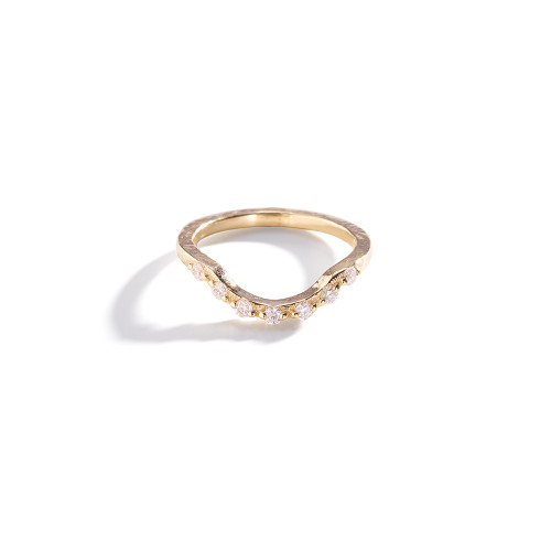 Gold diamond stacking ring with prongl-set diamond