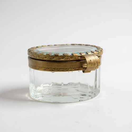 Three Sisters Jewelry Design Oval Gilded & Glass Vitrine Trinket Box 
