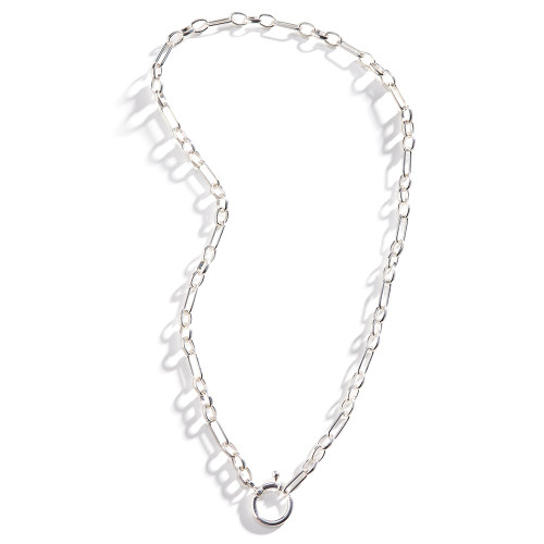 Three Sisters Jewelry Design Vintage Mixed Link Silver Chain with Large Bolt Ring Clasp 